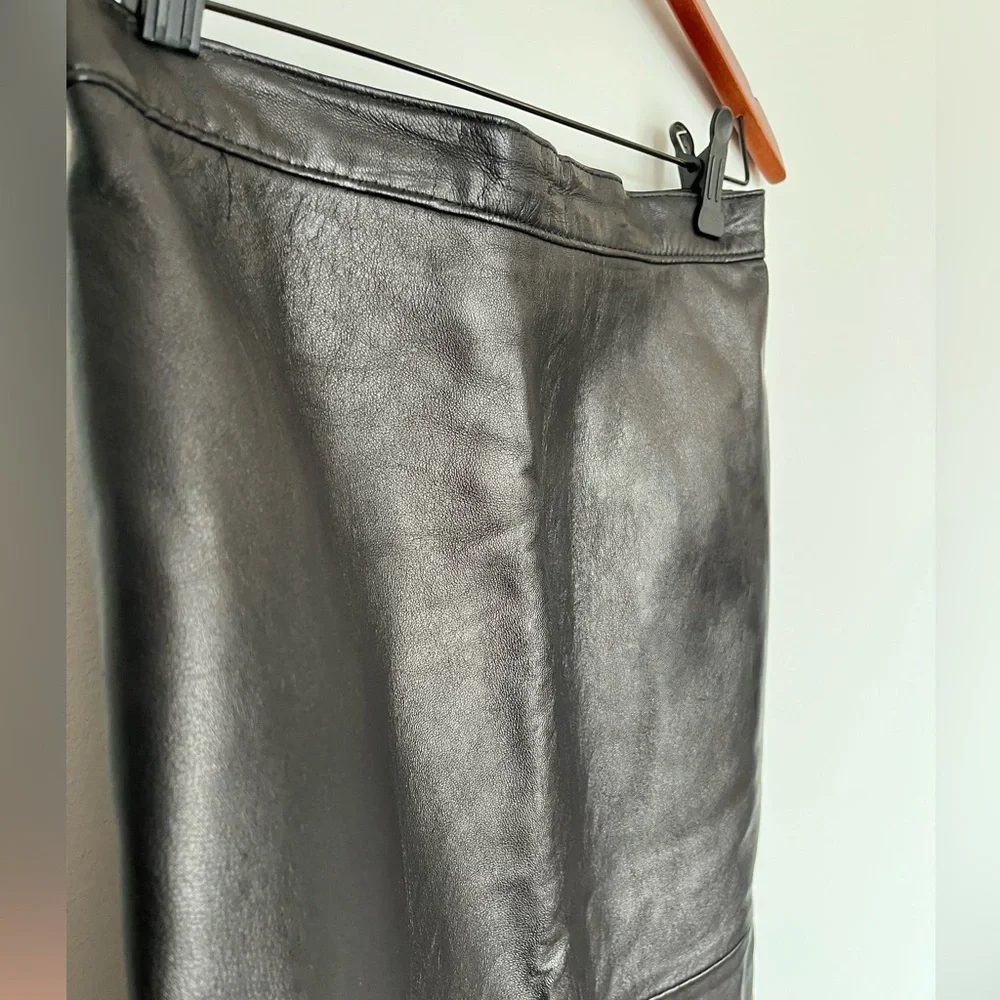 Chic Chocolate Brown Leather Pencil Skirt - Picture 3 of 5